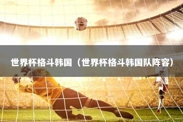 世界杯格斗韩国(世界杯格斗韩国队阵容)